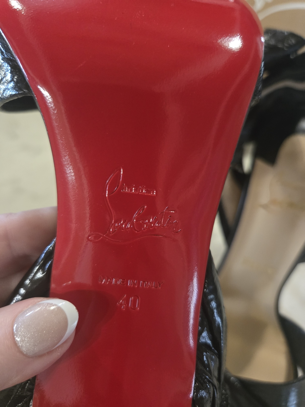 Christian Louboutin Black Leather Bow Ankle-Tie Heels 40 NIB!!! - Picture 10 of 16